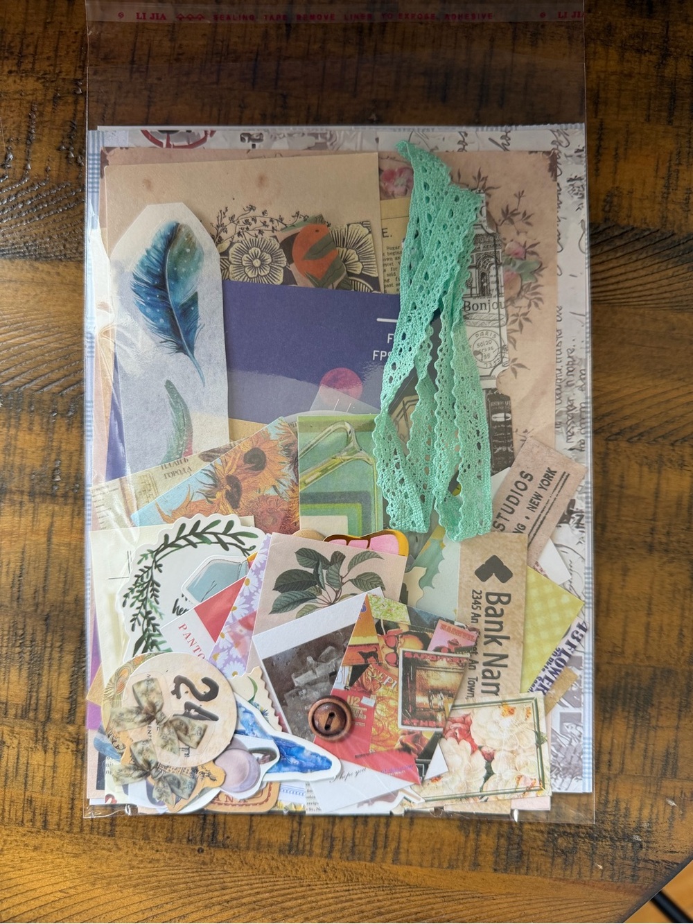 Junk Journal Scrapbooking Mixed Paper and Sticker Ephemera Pack